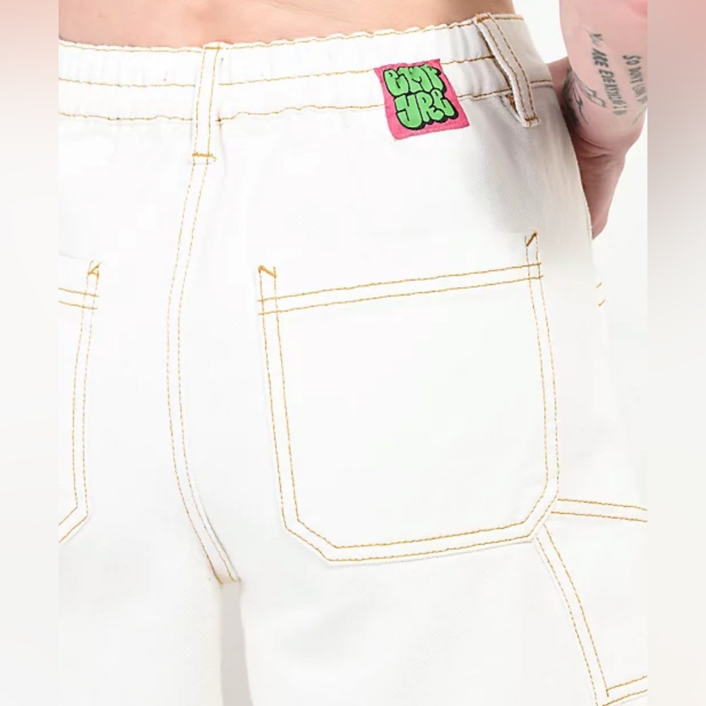 Like New‼️Empyre Cream Denim Cargo Shorts Size S Dixie Birch Carpenter Shorts - Picture 7 of 11